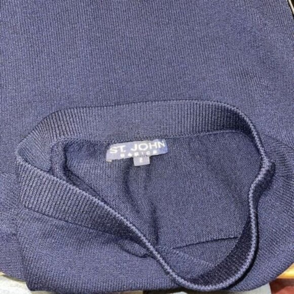 St. John Basics Navy Blue Santana Knit Elastic Waist Midi Skirt Size 2 GUC - Picture 3 of 4